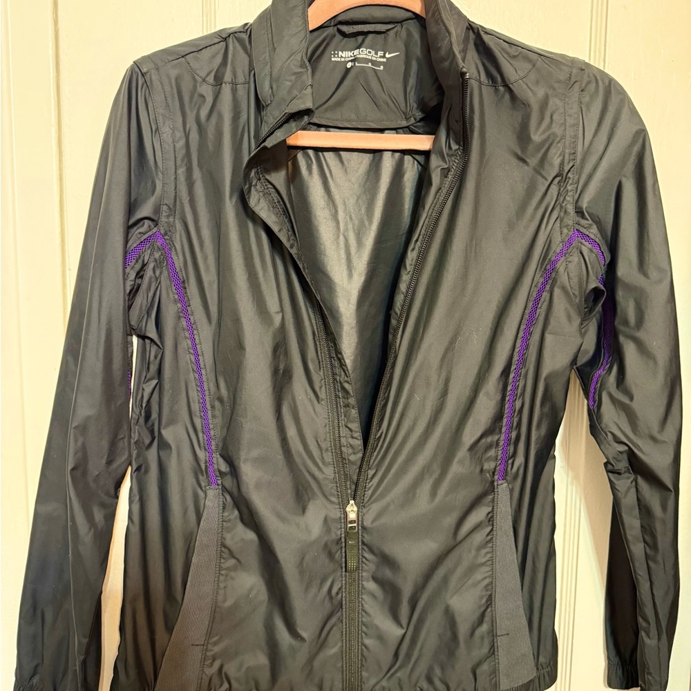 Nike Women's Black Jacket with Purple Accents